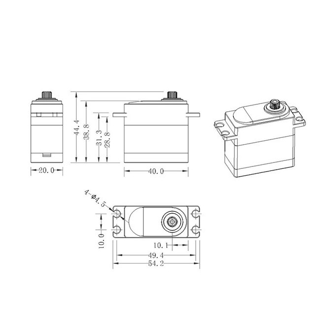 SERVO STANDARD BRUSHLESS BLS3512S 39KG/0.11s METÁLICO HV WATERPROOF PIÑONERÍA Y CAJA METÁLICA