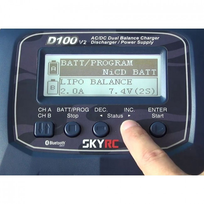CARGADOR-DESCARGADOR SKYRC D100 V2 (2 CANALES DE CARGA) BLUETOOH 4,0