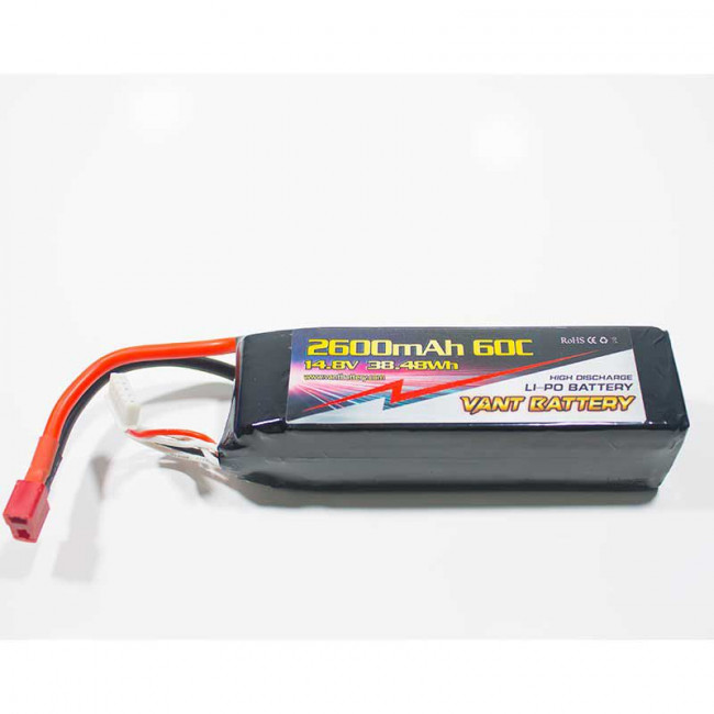BATERÍA LIPO 14.8V 2600MHA 60C ALTA DESCARGA CONECTOR T-DEAN (ESPECIAL AVIONES RC)
