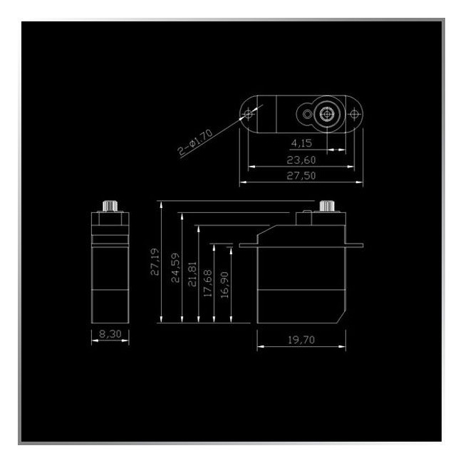 SERVO MICRO KM04MDHV  HI VOLTAGE 0.10/60º 1.6KG, PIÑONES METAL, DIGITAL CORELESS, 5,7GR.