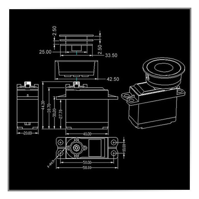 SERVO DE VELAS SW6114DM  0.6/360º 14.5KG, DIGITAL, PIÑONES METAL, CAJA SEMI METÁLICA, 6 VUELTAS.