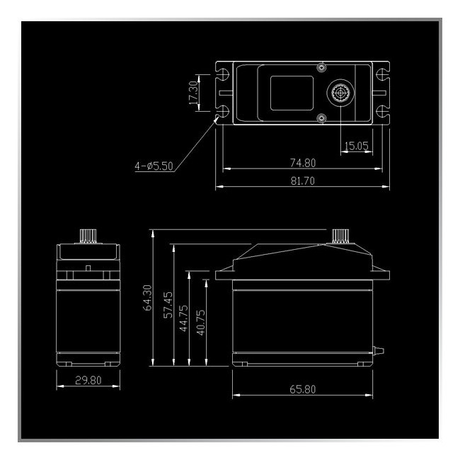 SERVO GIGANTE DC6513HV 65KG TORQUE 0.13 SEG HI VOLTAGE PIÑONES METÁLICOS, DIGITAL