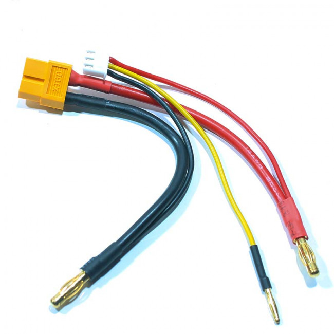 CABLE PARA BATERÍA LIPO 2S CON MACHOS ORO 4MM, BALANCEADOR Y XT60