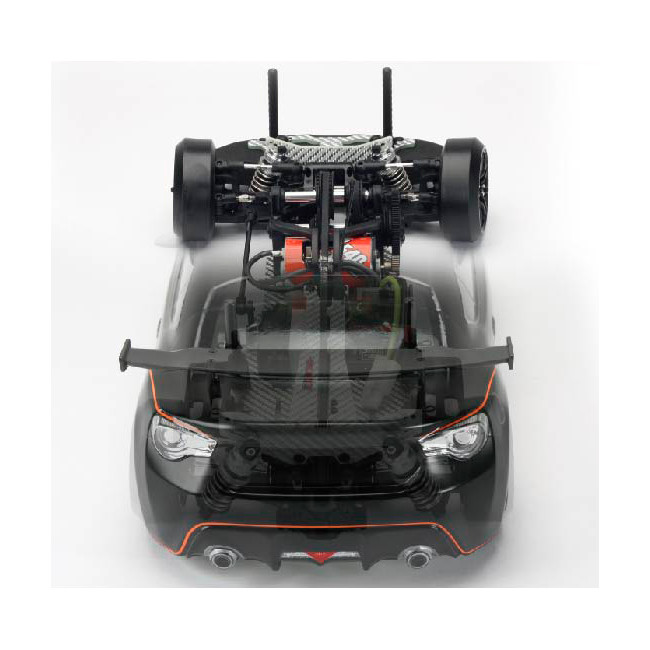 COCHE DRIFT E4D MF CON ESCOBILLAS GRAFITO SILVER 4X4 PLATEADO (LISTO PARA CORRER)