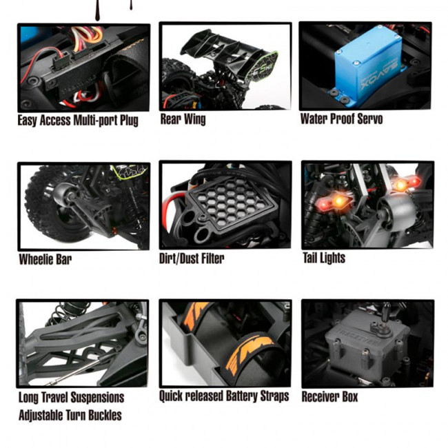 TRUGGY BRUSHLESS E5HX MONSTER TRUCK NEGRO-ROJO (LISTO PARA CORRER)