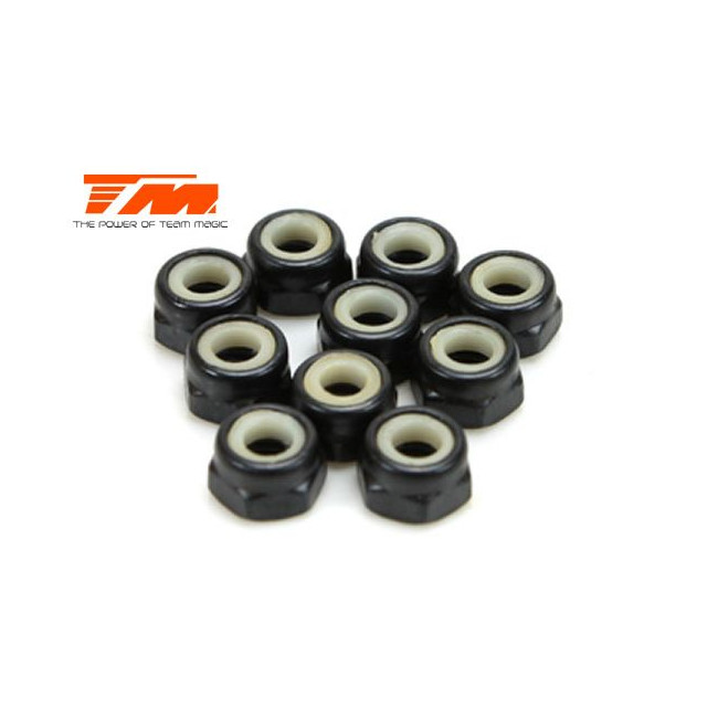 TUERCAS AUTOBLOCANTES 3.5MM NEGRAS (10PCS)