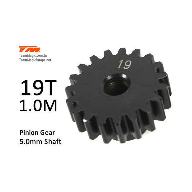 PIÑÓN MOTOR MÓDULO 1 EJE 5MM ACERO 19T