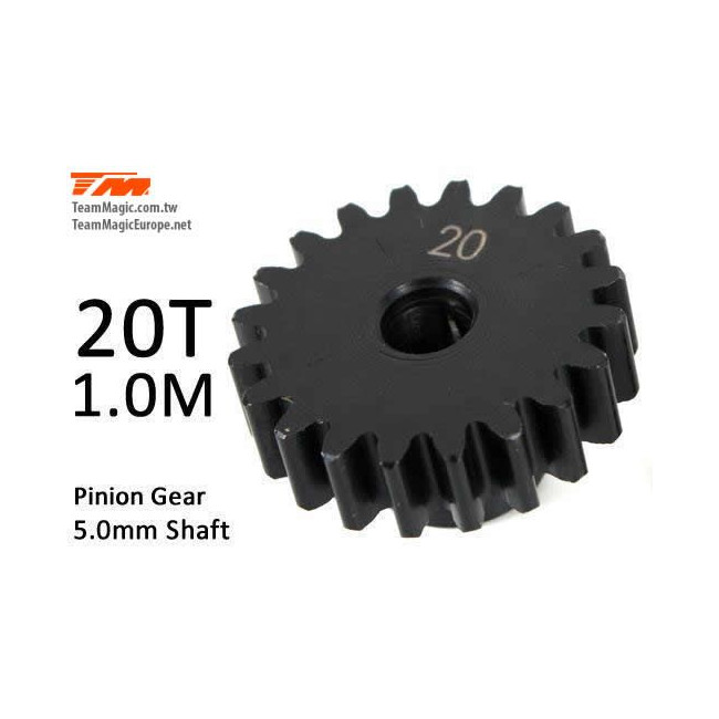 PIÑÓN MOTOR MÓDULO 1 EJE 5MM ACERO 20T