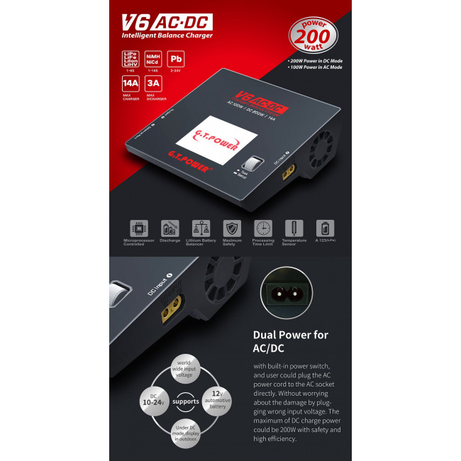 CARGADOR V6 1-6S 0.1 A 14 AMPERIOS