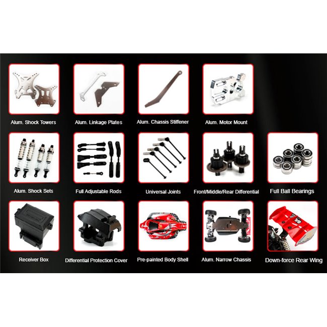 B8ER BUGGY BRUSHLESS 1/8 SEMI COMPETICIÓN NEGRO-AZUL(LISTO PARA CORRER)