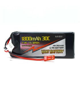 BATERÍA LIPO 7.4V(2S) 1800MHA 30C CONECTOR JST/BEC