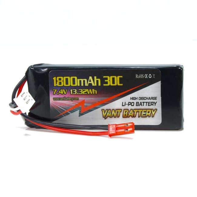 BATERÍA LIPO 7.4V(2S) 1800MHA 30C CONECTOR JST/BEC