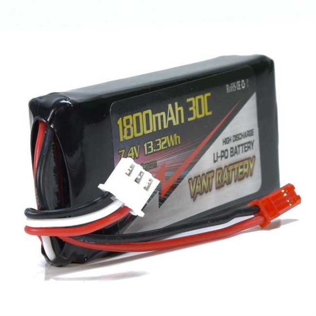 BATERÍA LIPO 7.4V(2S) 1800MHA 30C CONECTOR JST/BEC
