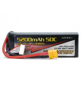 BATERÍA LIPO 22.2V(6S) 5200MHA 50C CONECTOR XT60