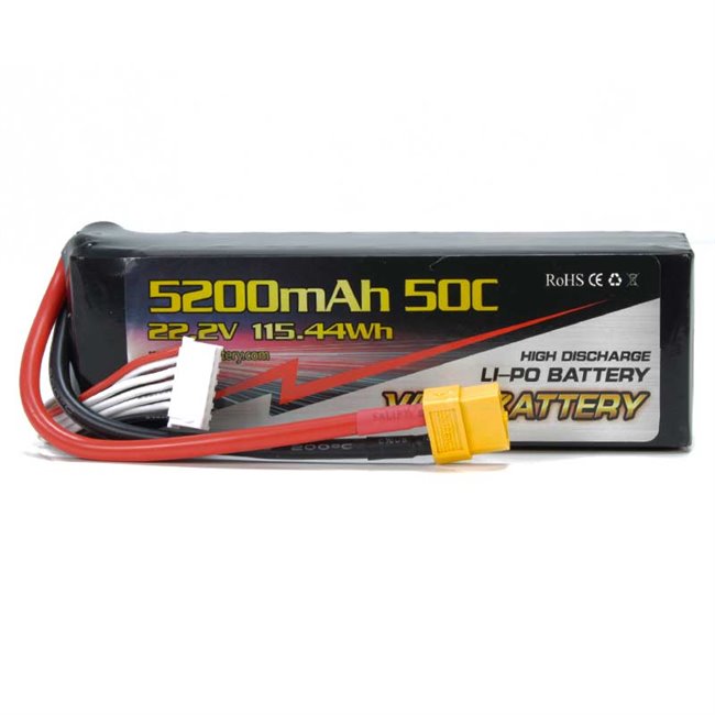 BATERÍA LIPO 22.2V(6S) 5200MHA 50C CONECTOR XT60
