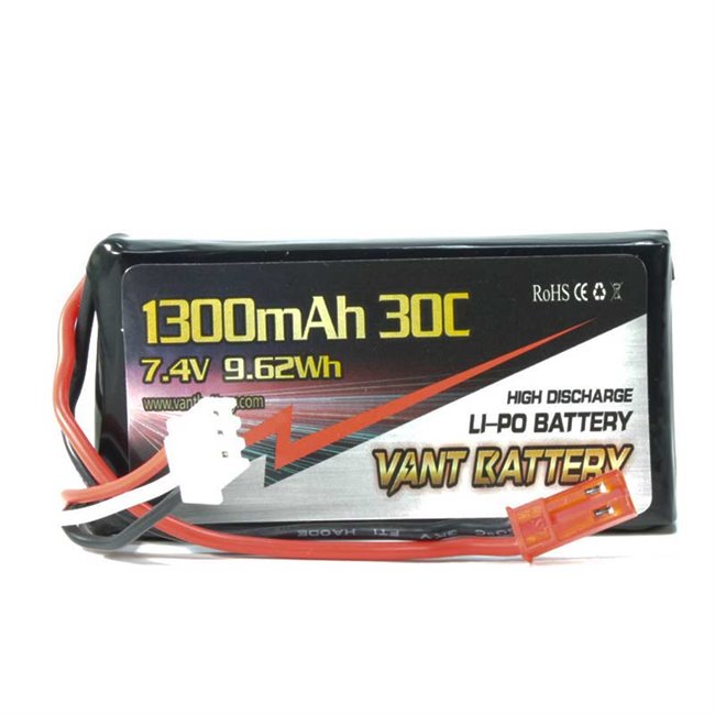 BATERÍA LIPO 7.4V(2S) 1300MHA 30C CONECTOR JST/BEC