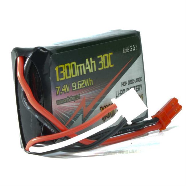 BATERÍA LIPO 7.4V(2S) 1300MHA 30C CONECTOR JST/BEC