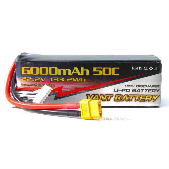BATERÍA LIPO 22.2V(6S) 6000MHA 50C CONECTOR XT60