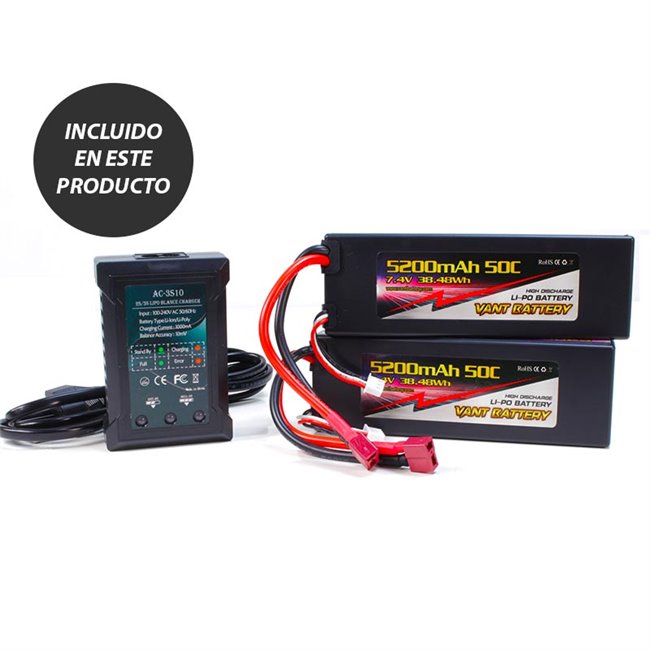 COCHE RC COMPETICIÓN X3 GT ECO 1/8 RTR HONG NOR -LISTO PARA CORRER- (INCLUYE BATERÍAS LIPO 7.4V 5200MHA 50X X2 Y CARGADOR)