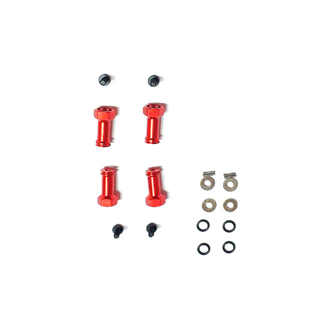 ENSANCHADORES 24MM EJES WLTOYS 144001 / LC RACING ALUMINIO ROJO HEXÁGONO 12MM