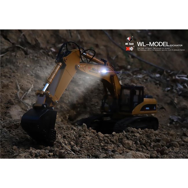 WLTOYS 16800 EXCAVADORA DE CONSTRUCCIÓN CON CADENAS METÁLICAS (LISTA PARA CORRER)