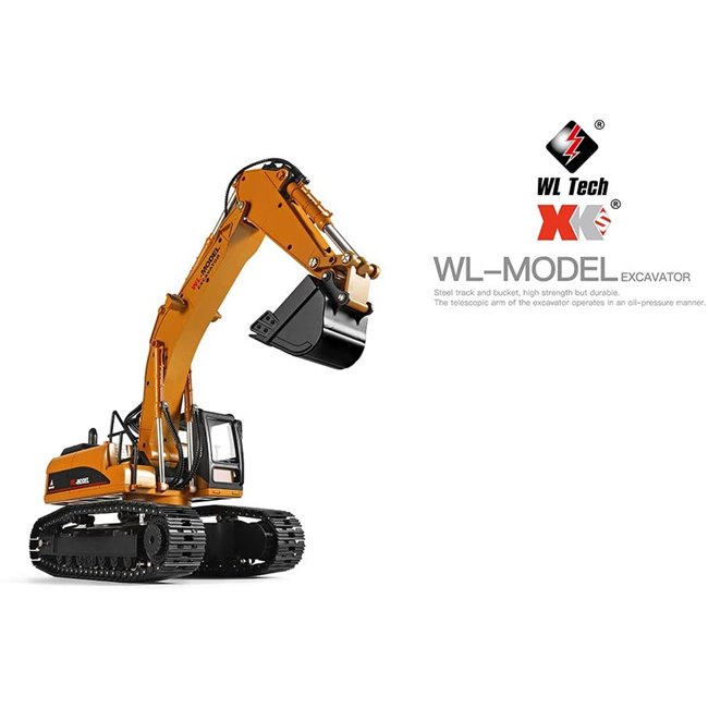 WLTOYS 16800 EXCAVADORA DE CONSTRUCCIÓN CON CADENAS METÁLICAS (LISTA PARA CORRER)