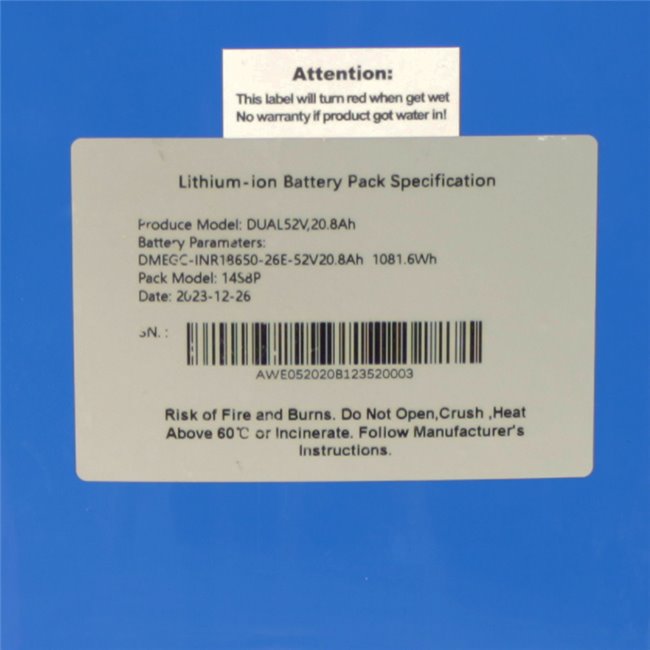 BATERÍA 52V 20.8Ah GT II+