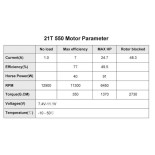 MOTOR CON ESCOBILLAS 550 21T EJE 3.17MM 7.4V / 11.1V