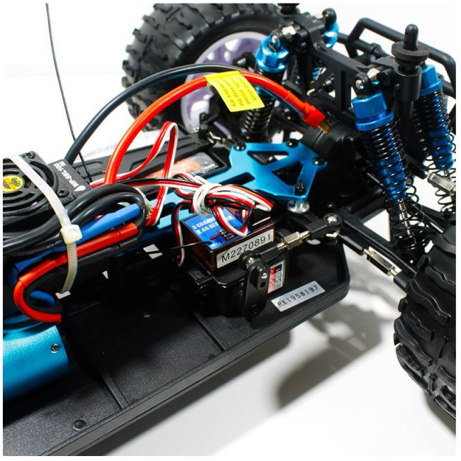 COCHE BRONTOSAURUS PRO HSP BRUSHLESS+ LIPO 11.1V ESC 100 AMPERIOS  AZUL - GRIS