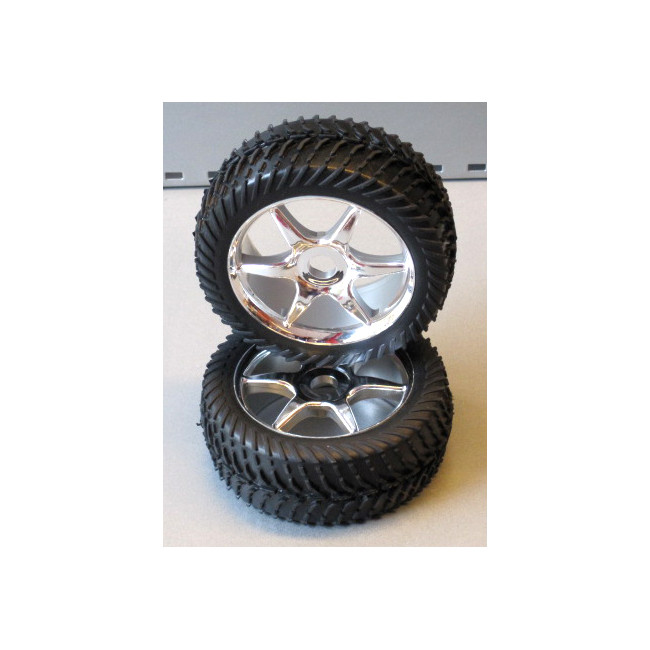 Ruedas Coche RC Todo Terreno 1/8 Universales Plateadas