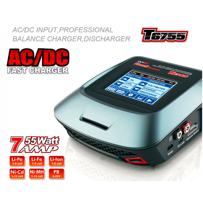 Cargador T6755 Táctil LIPO/NI-MH/NI-CD/LiION/LIFE/PB