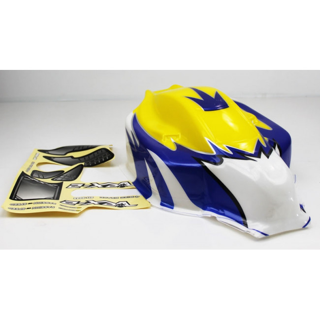 CARROCERÍA BUGGY 1/8 PINTADA AZUL-BLANCA-AMARILLA