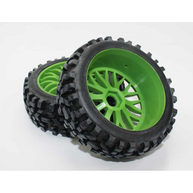 Ruedas Todo Terreno 1/8 Universales Verdes