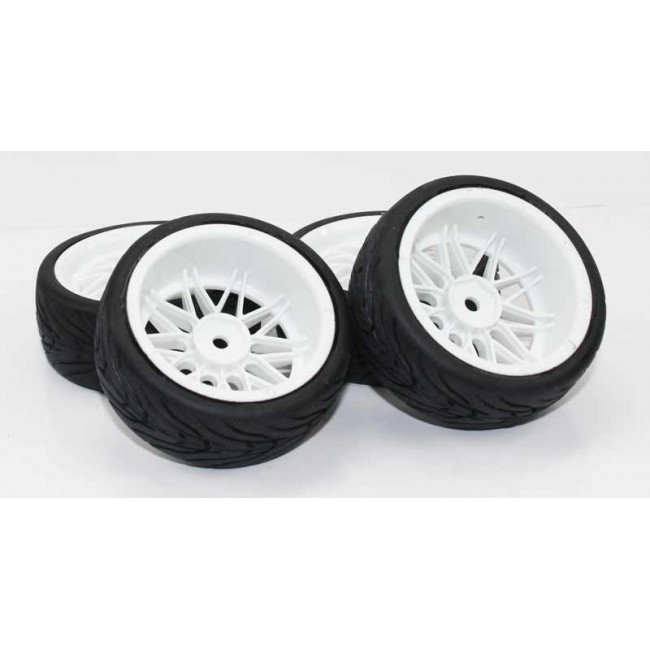 Ruedas Coches RC Touring  1/10 Universales 4 pzs Blancas