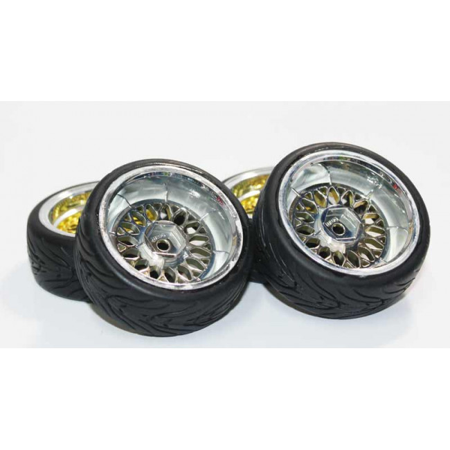 Ruedas Coches RC Touring  1/10 Universales 4 pzs Doradas