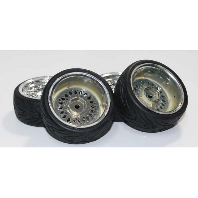 Ruedas Coches RC Touring  1/10 Universales 4 pzs Plateadas