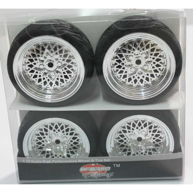 Ruedas Coches RC Touring  1/10 Universales 4 pzs Plateadas