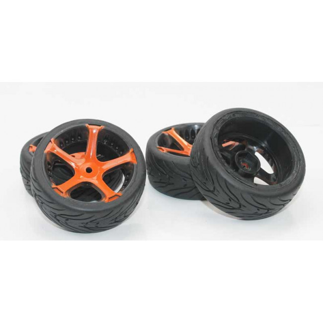 Ruedas Coches RC Touring  1/10 Universales 4 pzs Rojas 5 radios