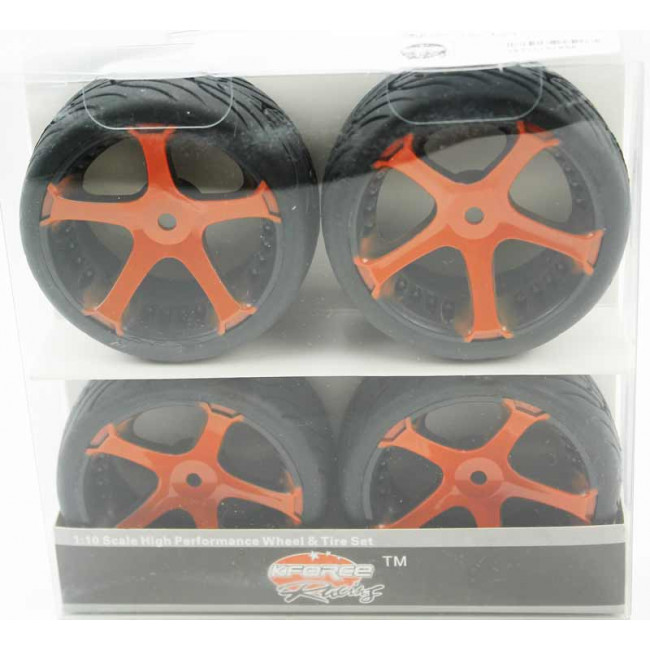 Ruedas Coches RC Touring  1/10 Universales 4 pzs Rojas 5 radios