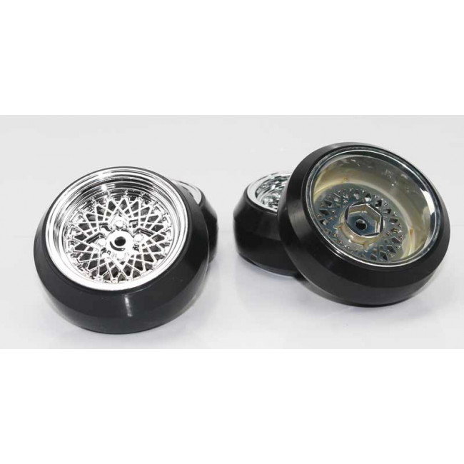 Ruedas Coches RC Drift  1/10 Universales 4 pzs Plateadas