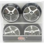 Ruedas Coches RC Drift  1/10 Universales 4 pzs Plateadas 5 radios