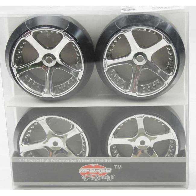 Ruedas Coches RC Drift  1/10 Universales 4 pzs Plateadas 5 radios