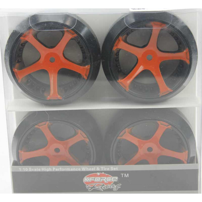 Ruedas Coches RC Drift  1/10 Universales 4 pzs Rojas 5 radios