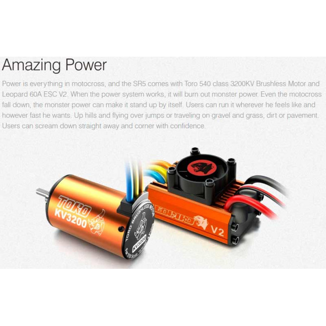 MOTO RC DIRT BIKE SR5 SKYRC CON MOTOR BRUSHLESS COMPLETA