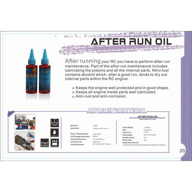 ACEITE AFTER RUN MANTENIMIENTO DE MOTORES RC NITRO